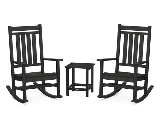 POLYWOOD Estate 3-Piece Rocking Chair Set with Long Island 18" Side Table in Black image