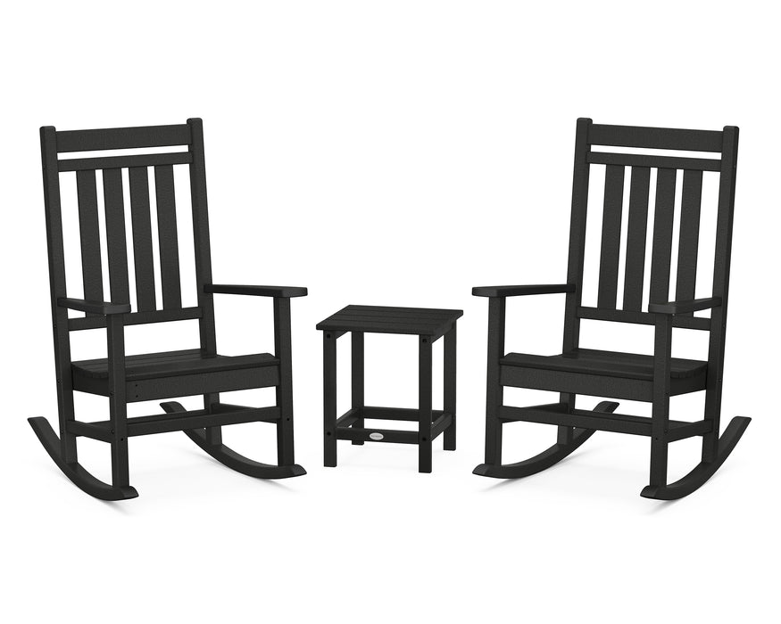 POLYWOOD Estate 3-Piece Rocking Chair Set with Long Island 18" Side Table in Black image