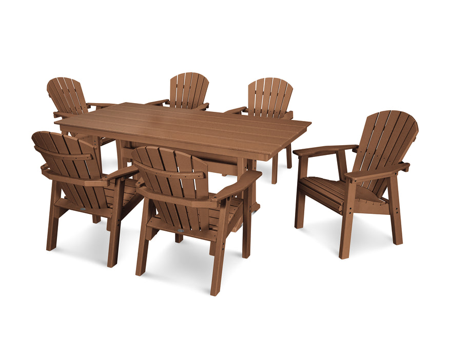 POLYWOOD 7 Piece Seashell Dining Set in Teak