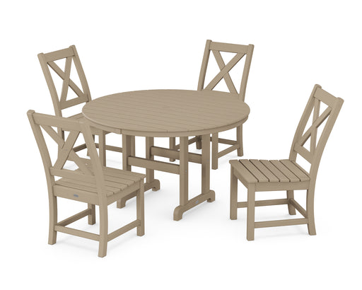 POLYWOOD Braxton Side Chair 5-Piece Round Dining Set in Vintage Sahara image