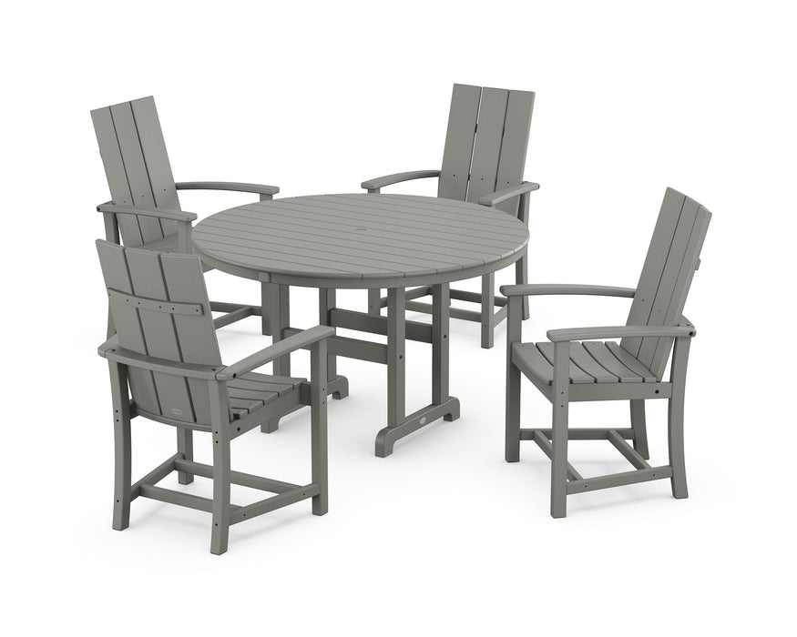 POLYWOOD Modern Adirondack 5-Piece Round Farmhouse Dining Set in Slate Grey