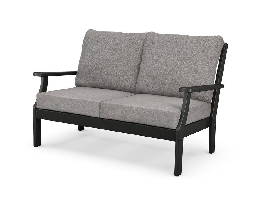 POLYWOOD Braxton Deep Seating Loveseat in Black / Grey Mist