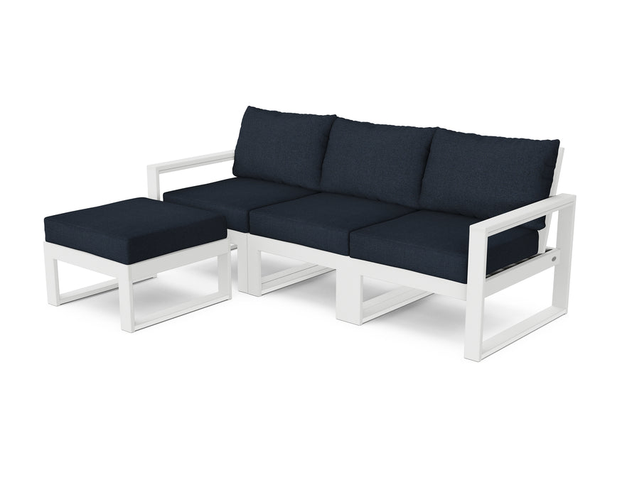 POLYWOOD EDGE 4-Piece Modular Deep Seating Set with Ottoman in White / Marine Indigo image