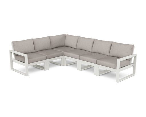 POLYWOOD EDGE 6-Piece Modular Deep Seating Set in Vintage White / Weathered Tweed image