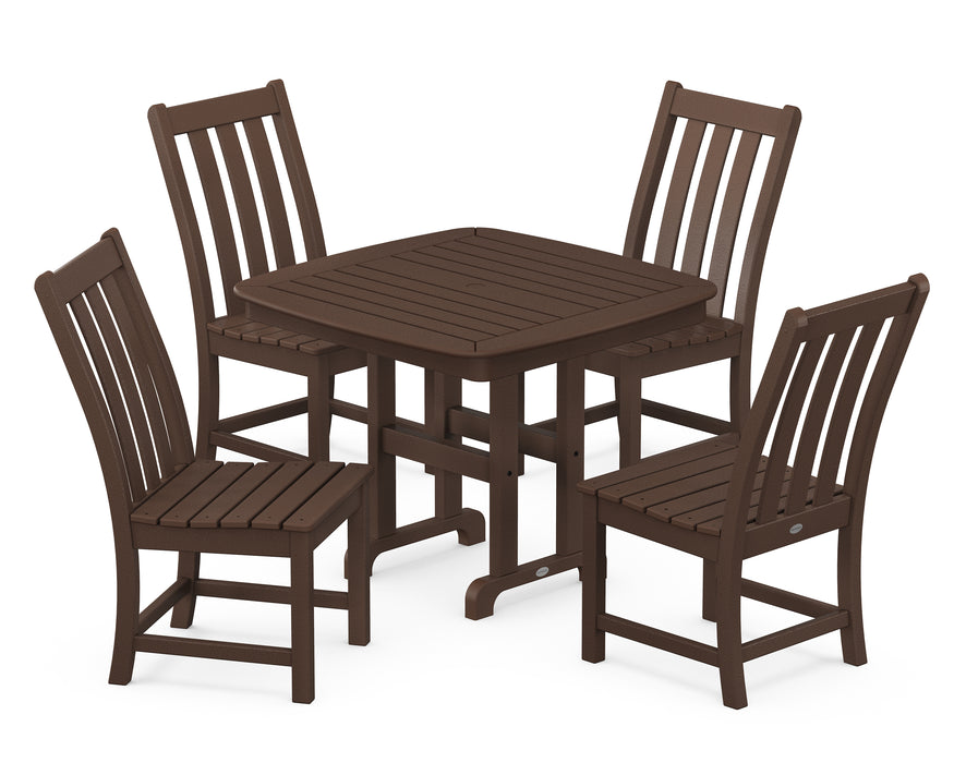 POLYWOOD Vineyard 5-Piece Side Chair Dining Set in Mahogany