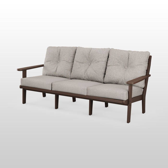 POLYWOOD Lakeside Deep Seating Sofa in Mahogany / Weathered Tweed image