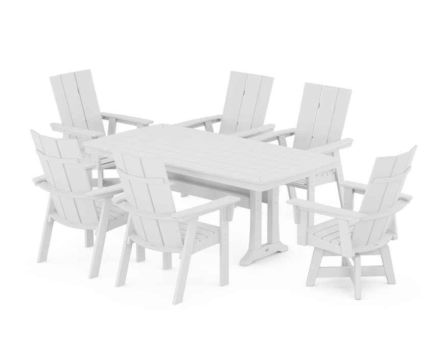 POLYWOOD Modern Adirondack 7-Piece Dining Set with Trestle Legs in White