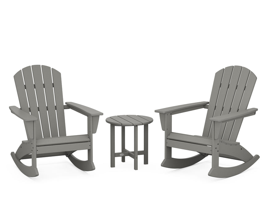 POLYWOOD Nautical 3-Piece Adirondack Rocking Chair Set in Slate Grey image