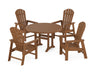 POLYWOOD South Beach 5-Piece Round Dining Set with Trestle Legs in Teak image