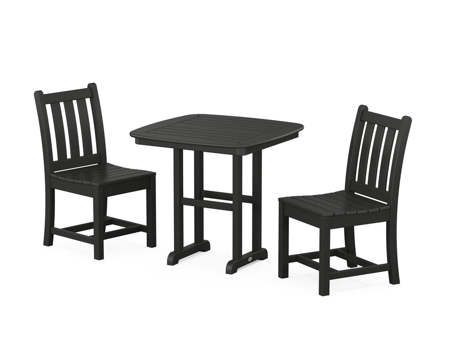 POLYWOOD Traditional Garden Side Chair 3-Piece Dining Set in Black image