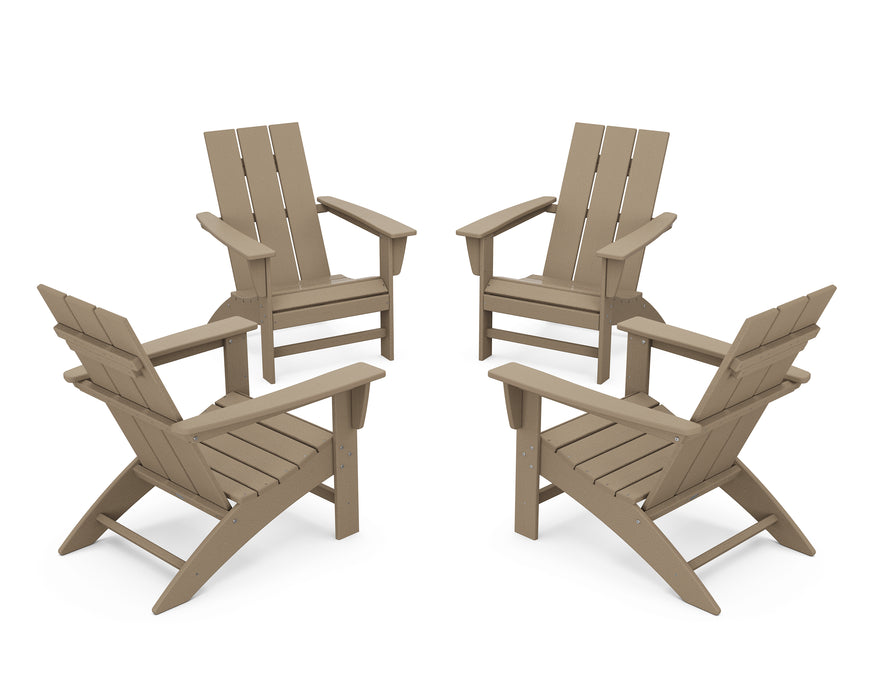 POLYWOOD 4-Piece Modern Adirondack Chair Conversation Set in Vintage Sahara