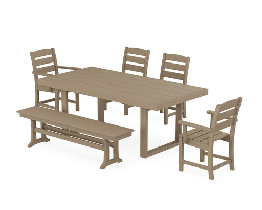 POLYWOOD Lakeside 6-Piece Dining Set with Bench in Vintage Sahara image