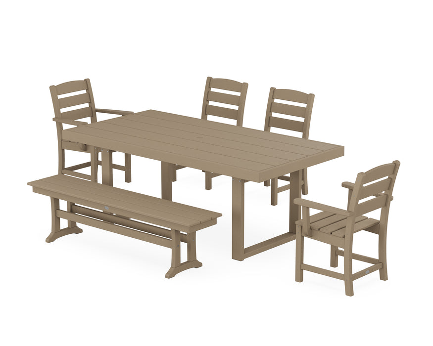POLYWOOD Lakeside 6-Piece Dining Set with Bench in Vintage Sahara image